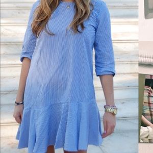 Zara Asymmetric Hem Striped Work Dress